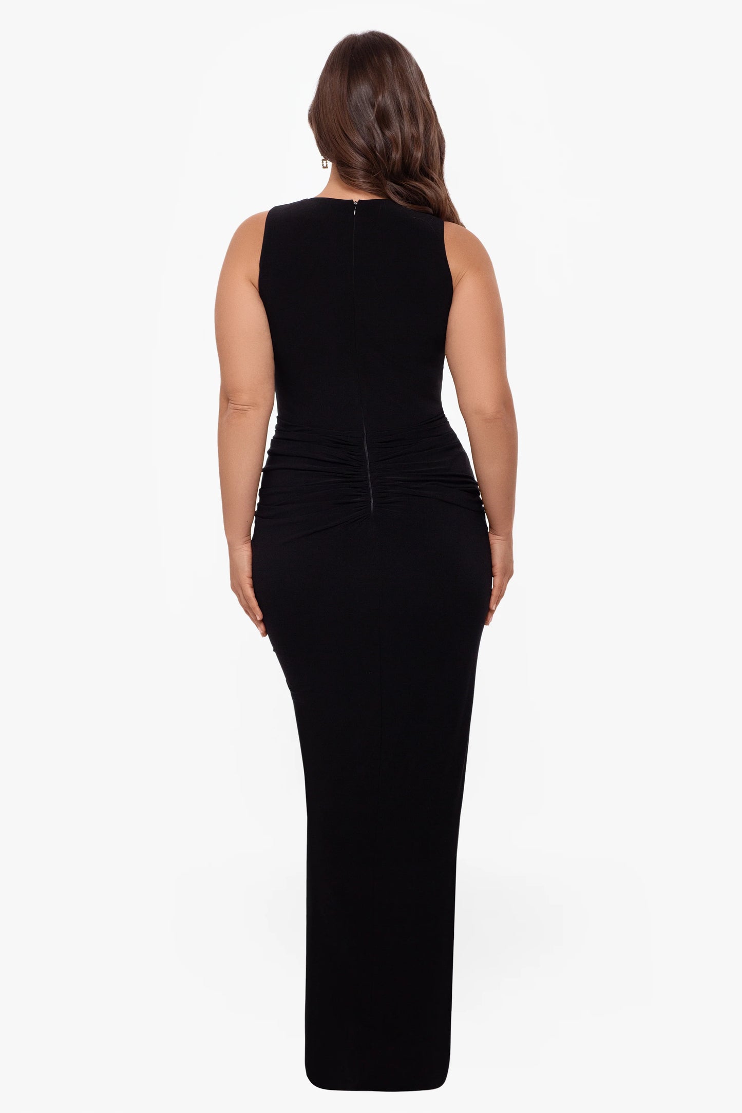 Plus "Bobbi" Long Ruffled V-Neck Gown