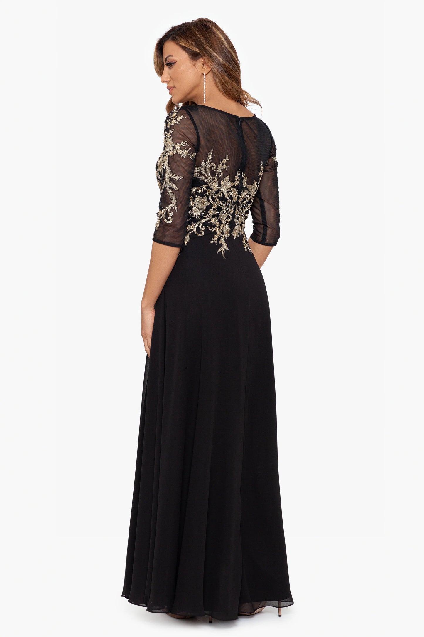 "Brooklyn" Long Embroidery 3/4 Sleeve Dress