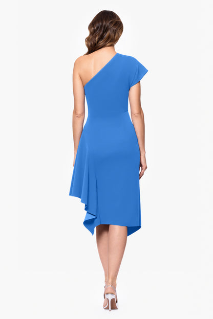 Petite "Dorothy" Jersey Knit Midi One Shoulder Midi Dress
