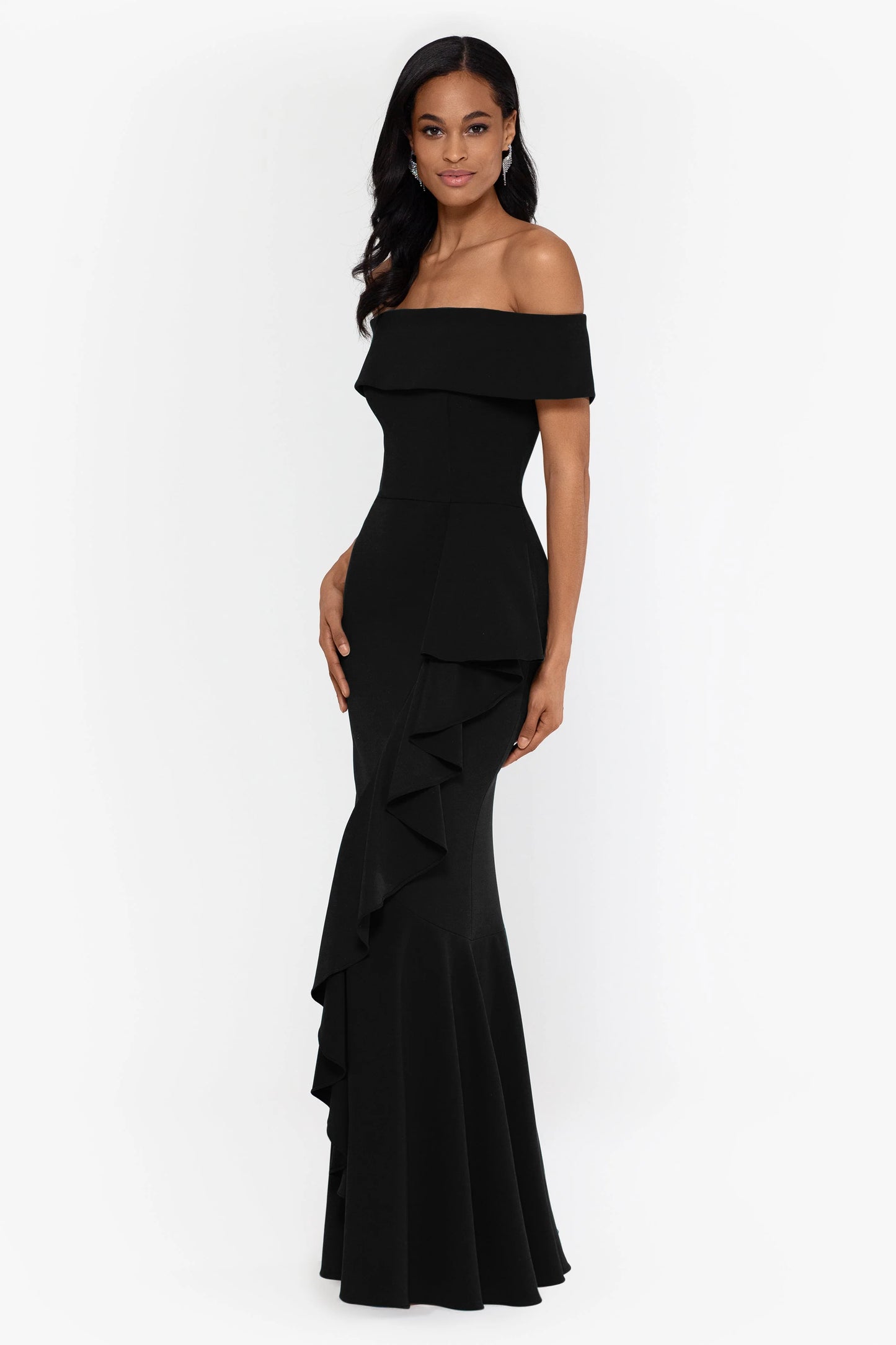 "Carina" Long Off the Shoulder Ruffle Dress