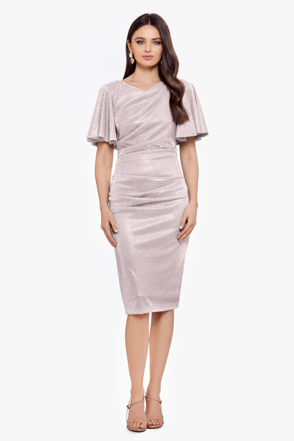 "Marianna" Short Glitter Galaxy Flutter Sleeve Dress