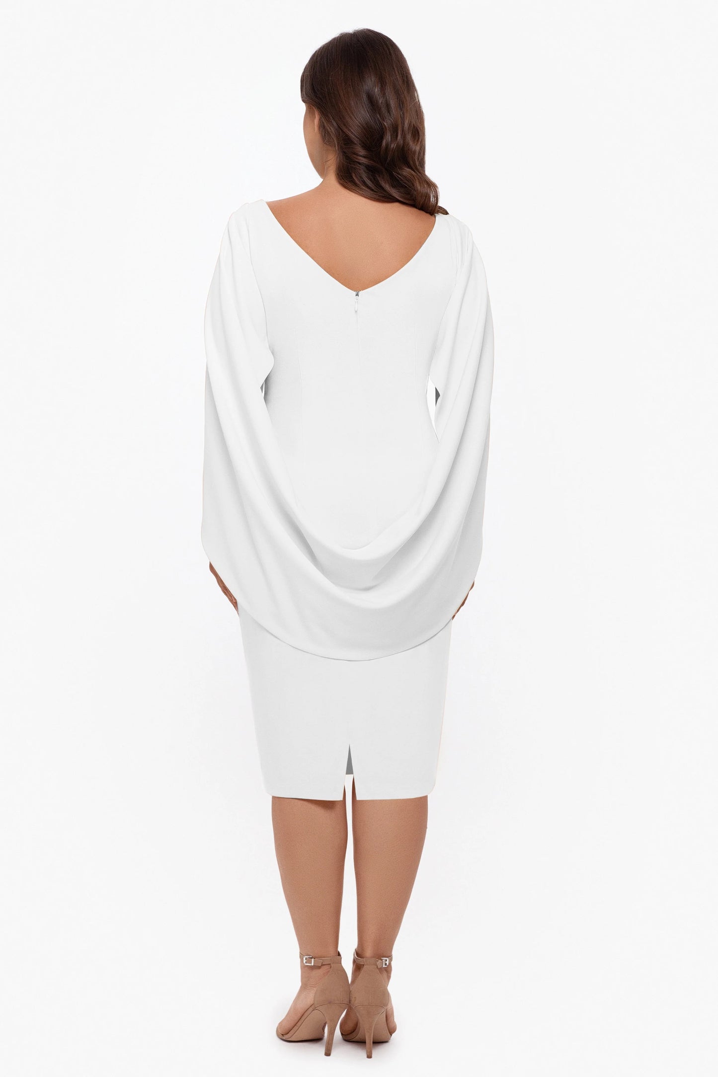 Plus "Jordan" Short Scuba Crepe Drape Back Dress