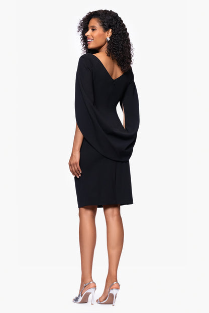 "Jordan" Short Scuba Crepe Draped Back Dress
