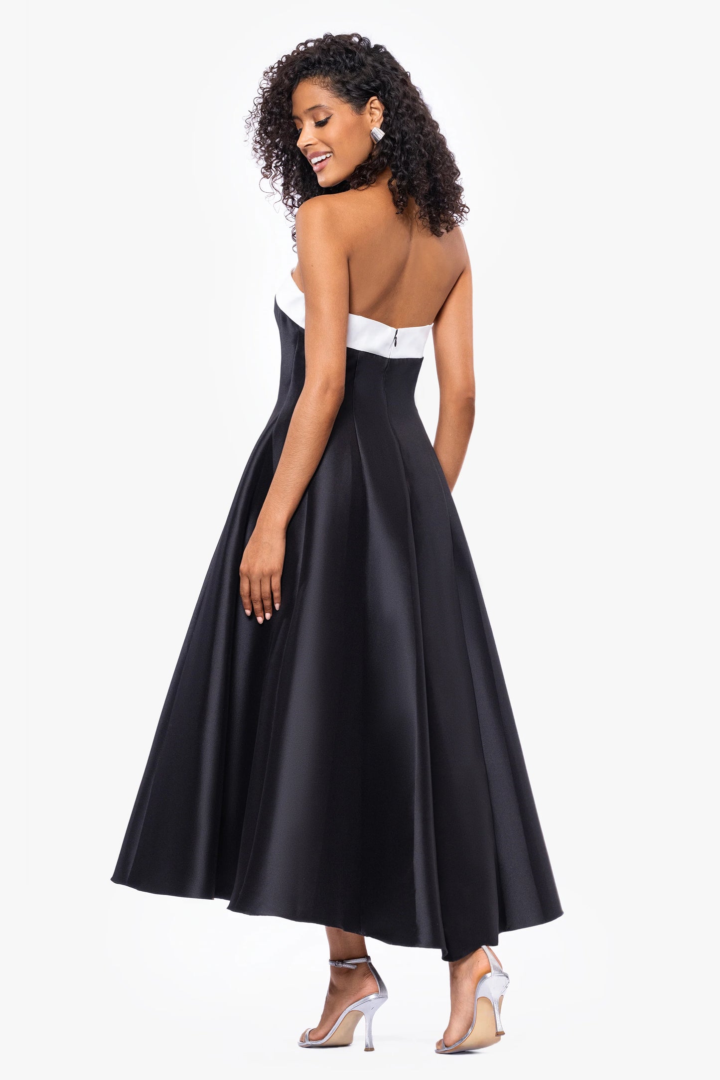 "Kate" Long Mikado Satin Strapless Dress