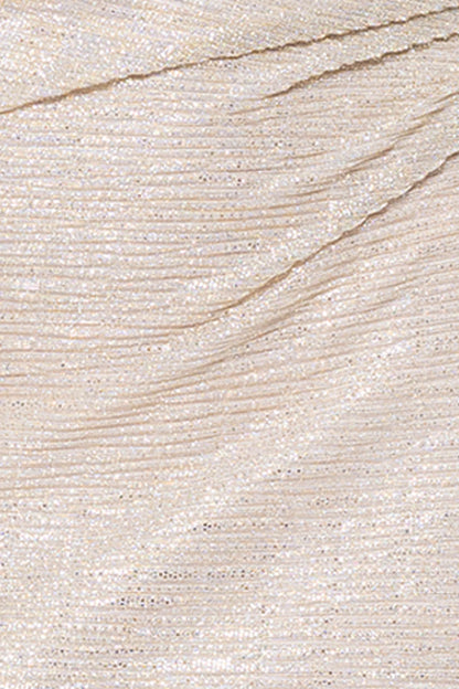 "Bethany" Crinkle Metallic Rouched Floor Length Dress