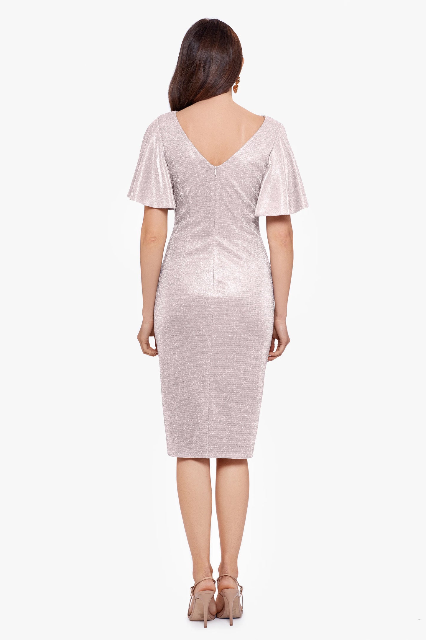 "Marianna" Short Glitter Galaxy Flutter Sleeve Dress