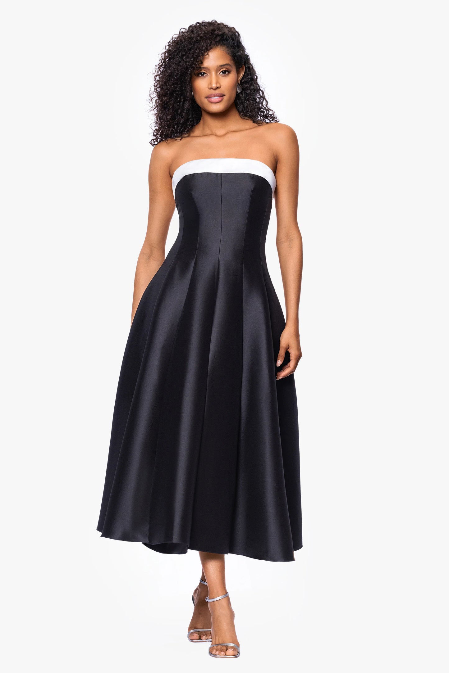 "Kate" Long Mikado Satin Strapless Dress