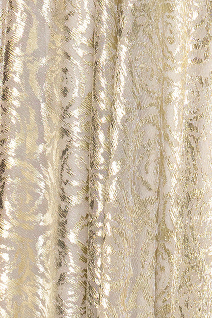 Petite "Mariah" Metallic Foil Knit One Shoulder Floor Length Dress