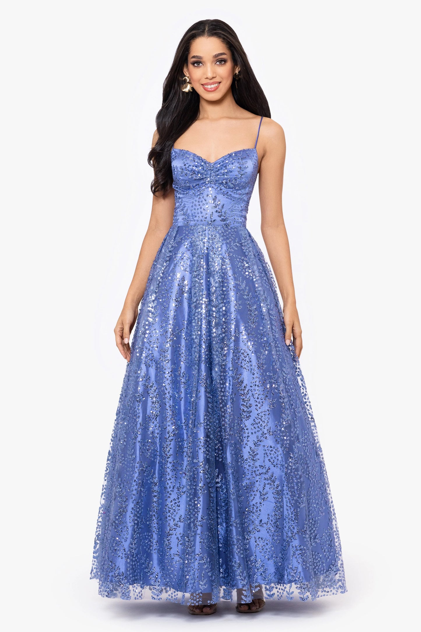 Blondie Nites "Stella" Glitter Pinch Tie Back Ballgown