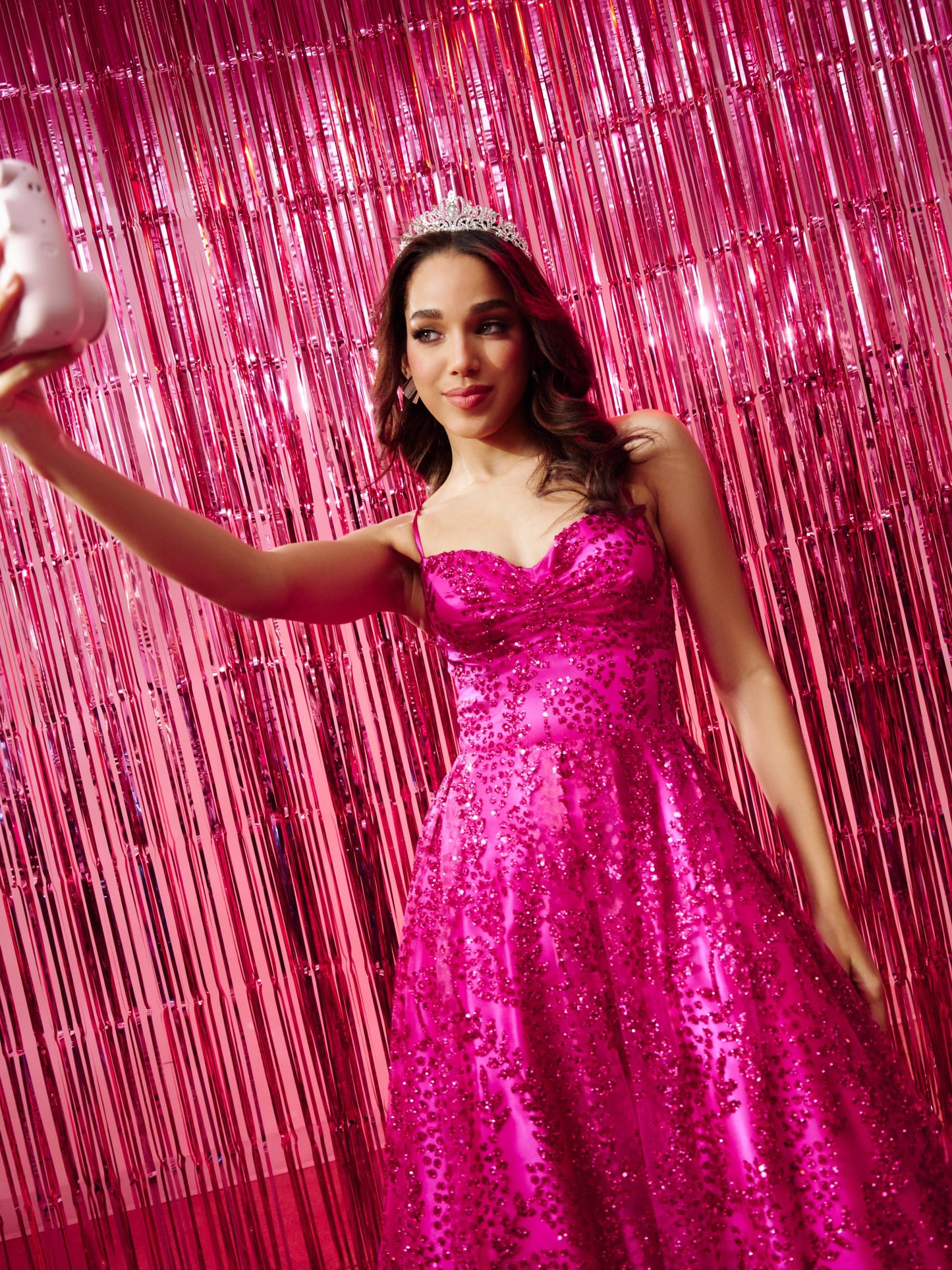 Blondie Nites "Stella" Glitter Pinch Tie Back Ballgown