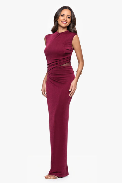 "Alondria" Novelty Knit Side Cutout Sleeveless Floor Length Dress
