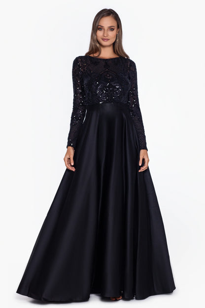 "Angela" Long Sequin Aline Ballgown Dress