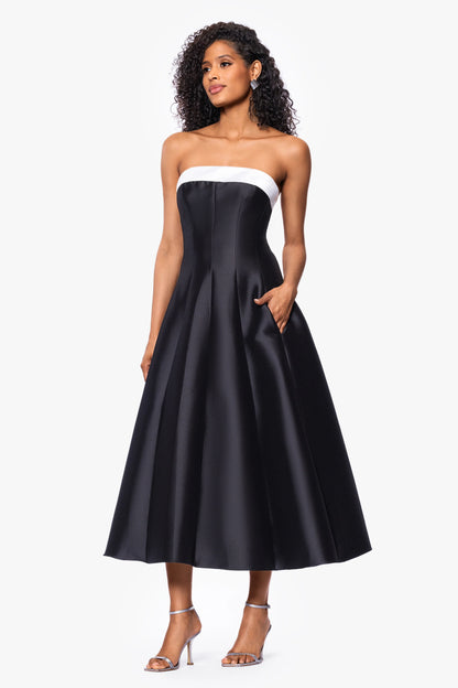 "Kate" Long Mikado Satin Strapless Dress