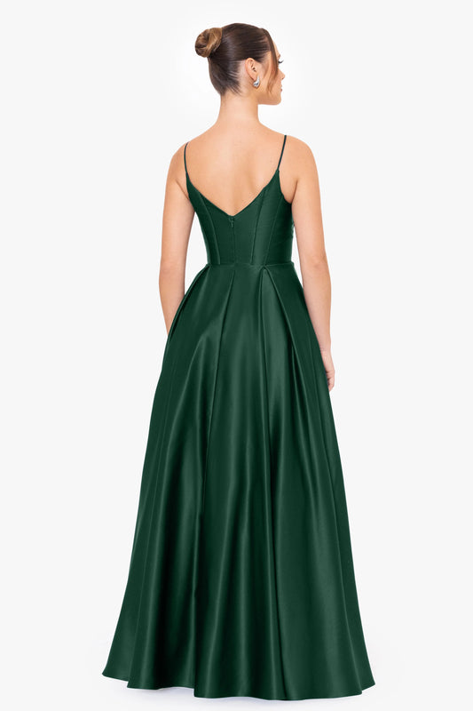 Blondie Nites "Carol" Long Satin Mesh Insert Ballgown