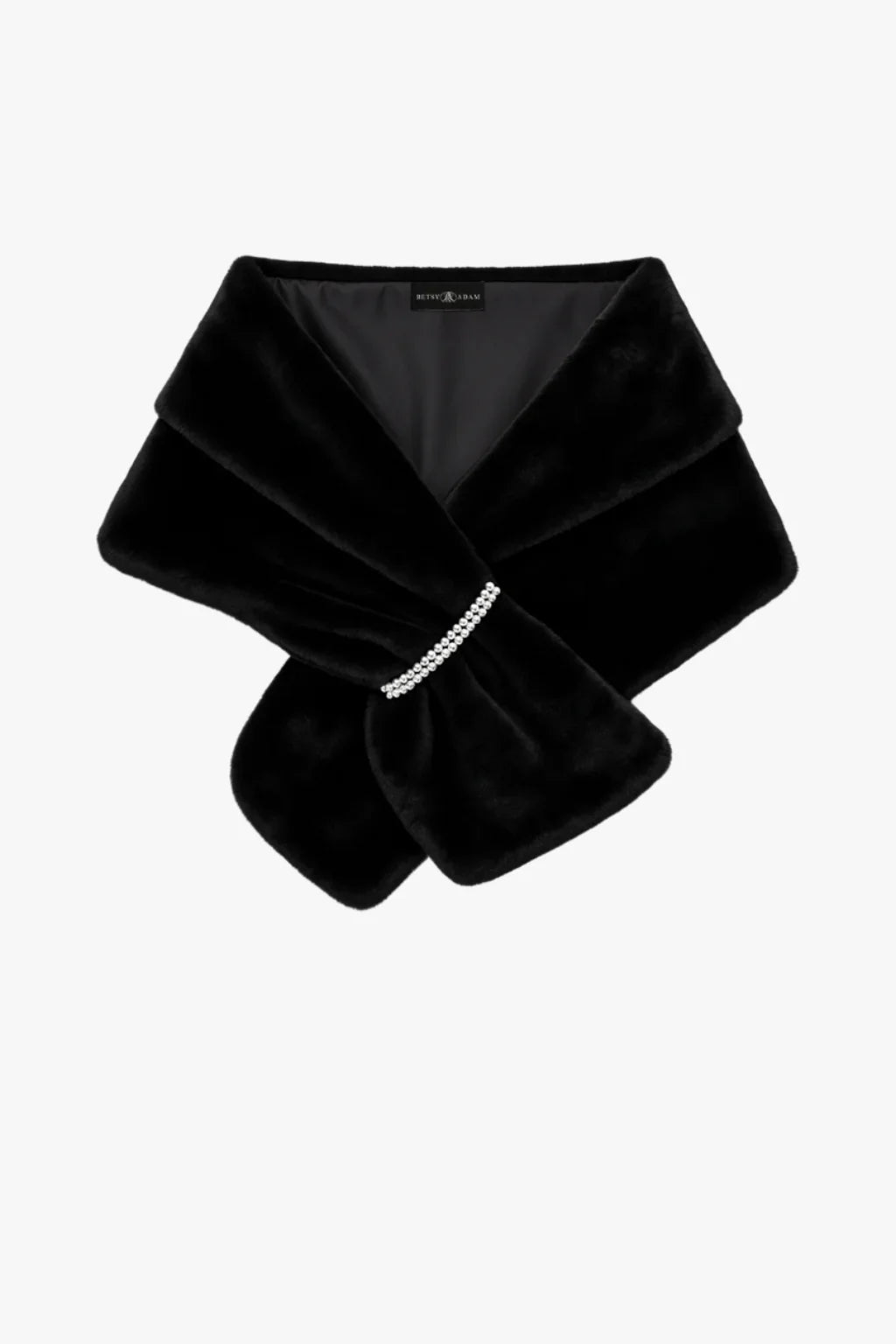"Betty" Faux Fur Pearl Trim Shawl Wrap