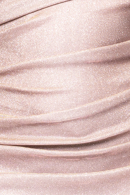 Plus "Gracie" Long Glitter Galaxy Cowl Neck Back Dress