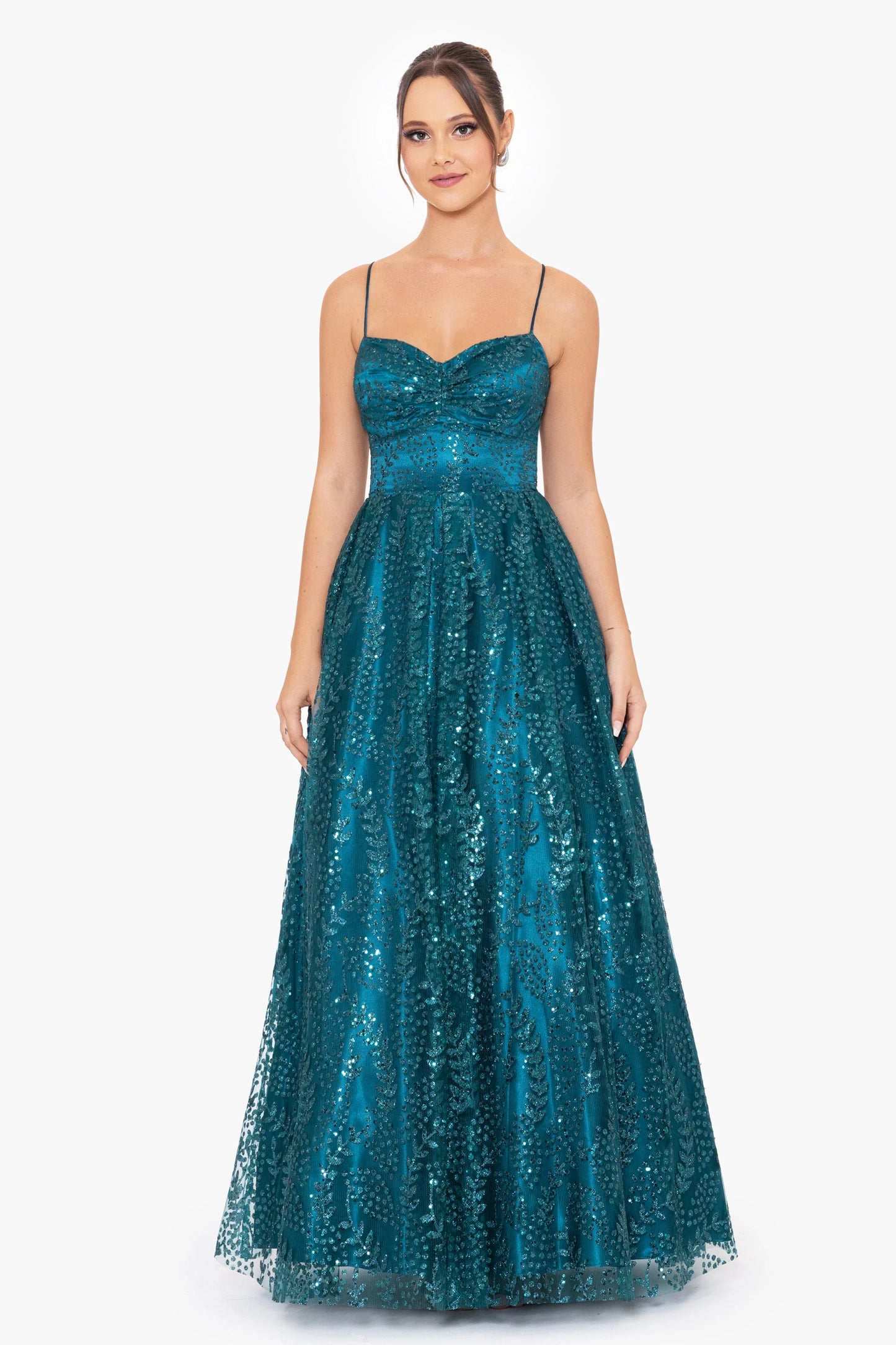 Blondie Nites "Stella" Glitter Pinch Tie Back Ballgown