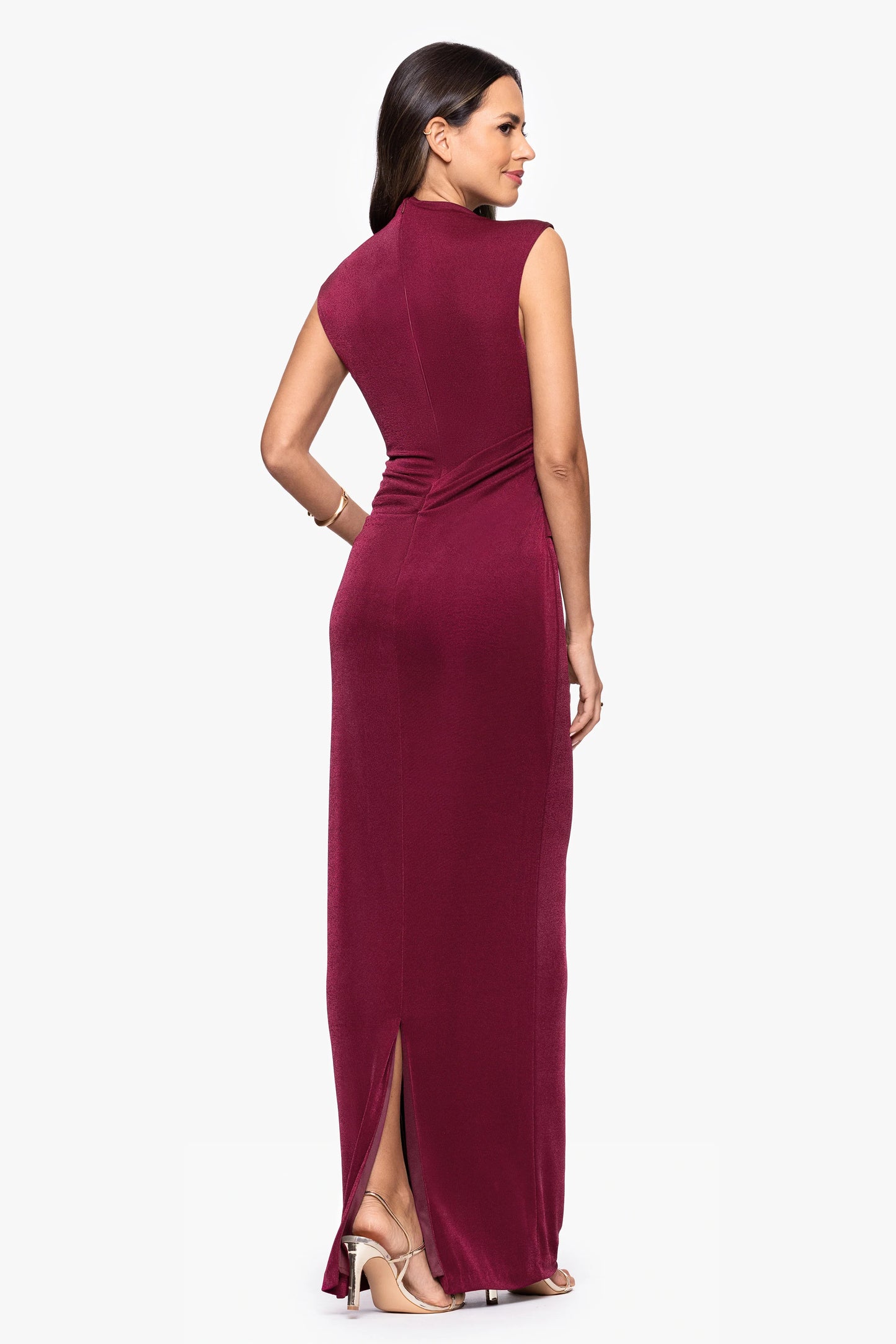 "Alondria" Novelty Knit Side Cutout Sleeveless Floor Length Dress