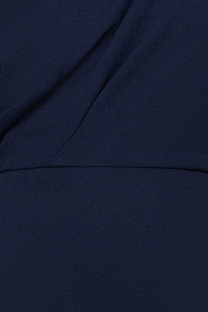 "Madeline" Long Scuba Crepe Off the Shoulder Drop Dress