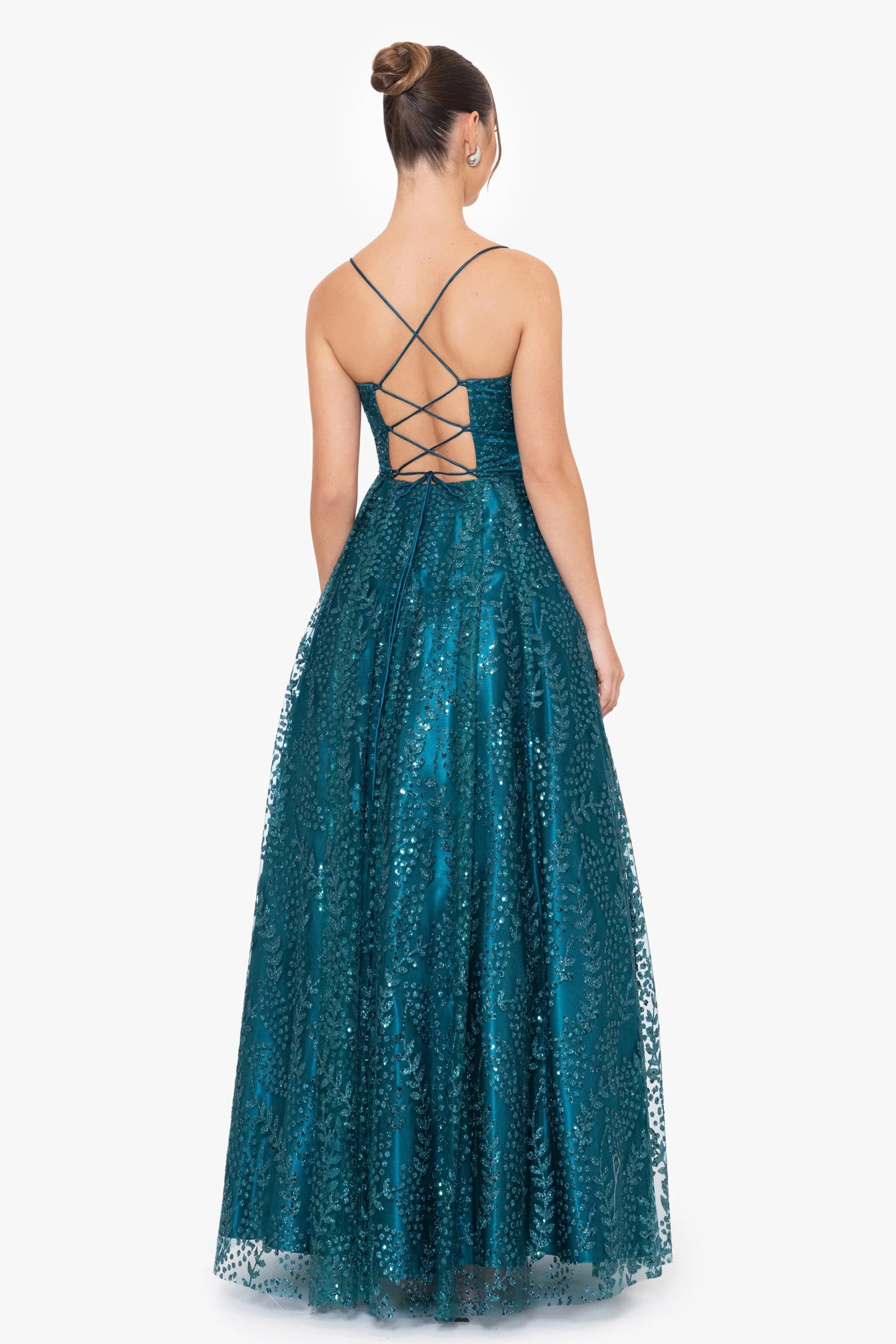 Blondie Nites "Stella" Glitter Pinch Tie Back Ballgown