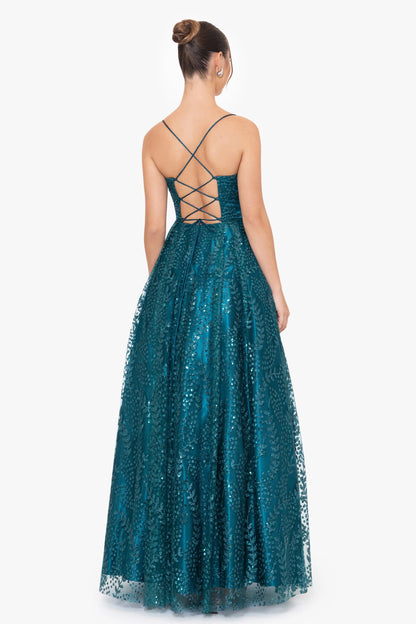 Blondie Nites "Stella" Glitter Pinch Tie Back Ballgown