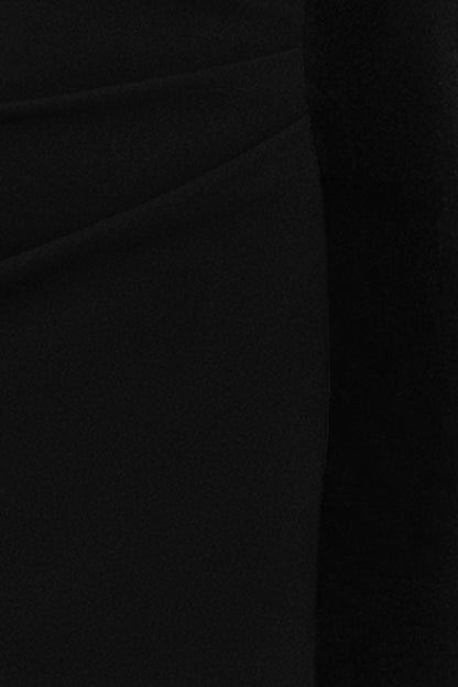 "Mariana" Short Halter Neck Scuba Crepe and Velvet Stripe Dress