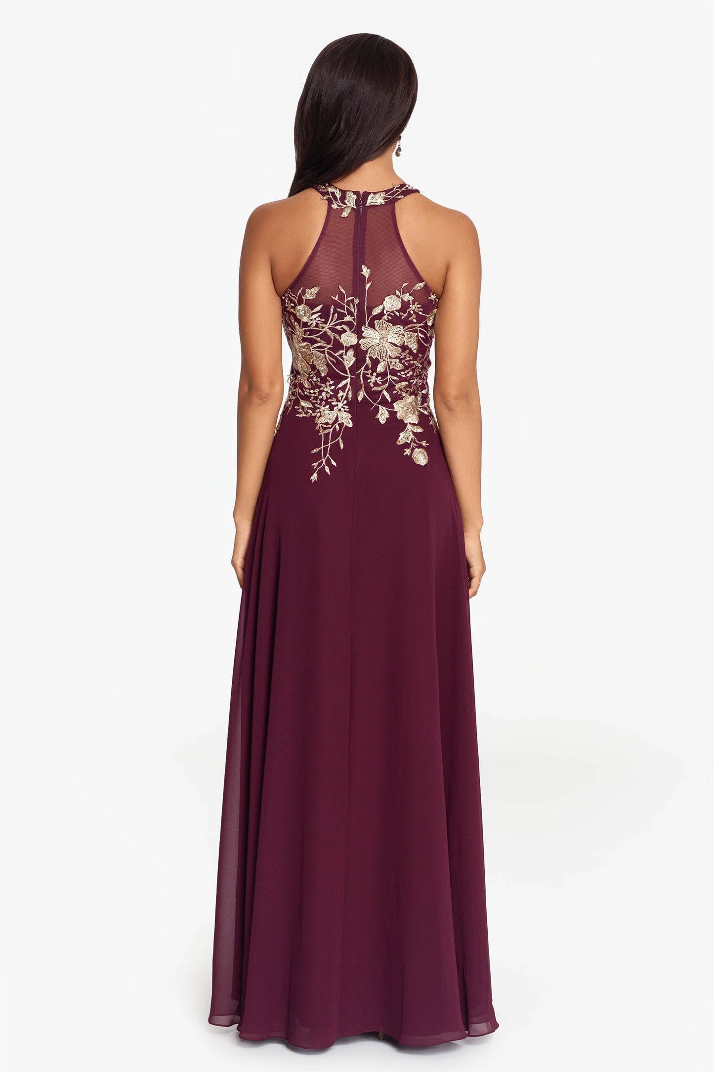 "Celeste" Long Embroidered Chiffon Gown