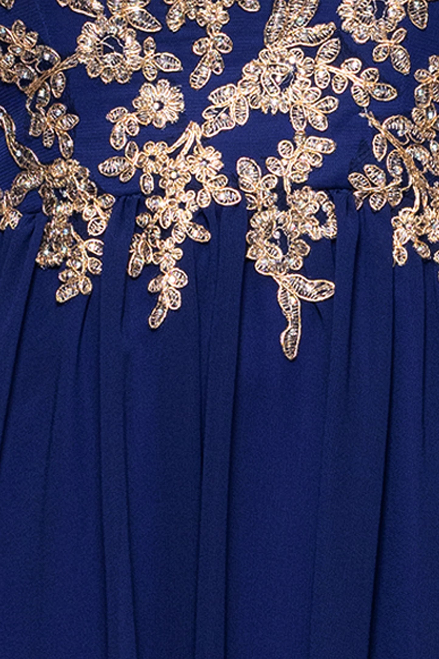 "Dove" Chiffon Drop Shoulder Applique Floor Length Dress