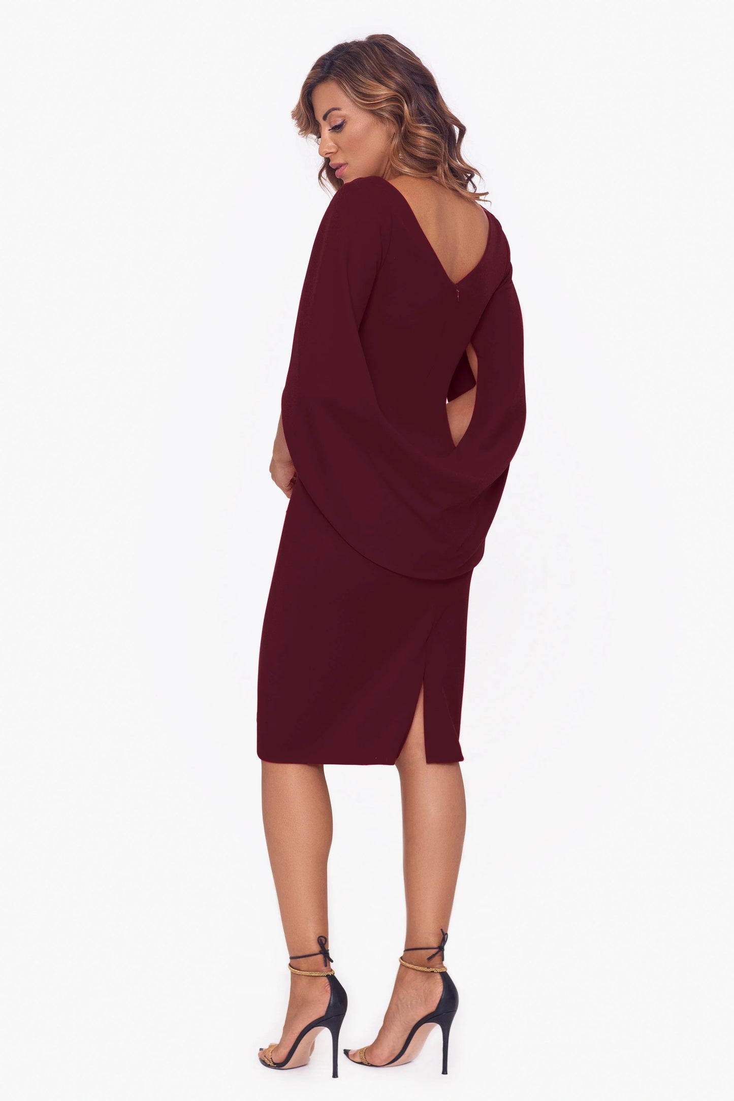 Petite "Jordan" Short Scuba Crape Draped Back Dress