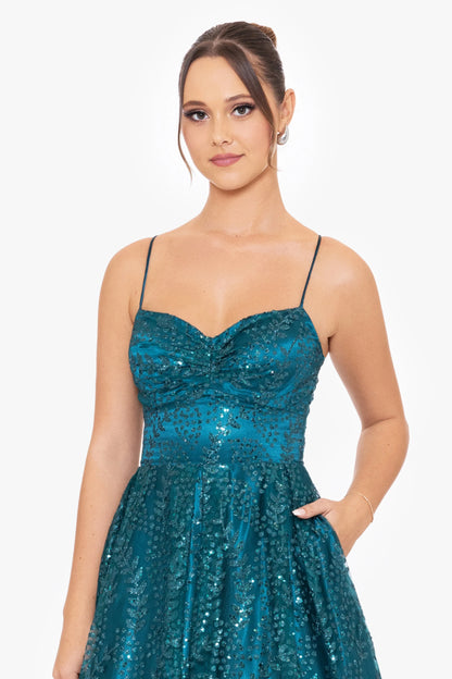 Blondie Nites "Stella" Glitter Pinch Tie Back Ballgown