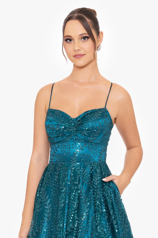 Blondie Nites "Stella" Glitter Pinch Tie Back Ballgown