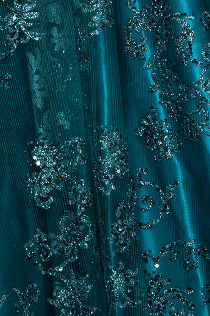 Blondie Nites "Tori" Strapless Glitter Mesh Corset Gown